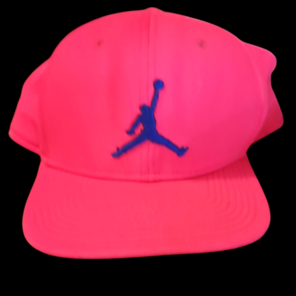Air Jordan Nike Pro Poolside Jumpman Pink Snapback Hat Cap With Blue Logo